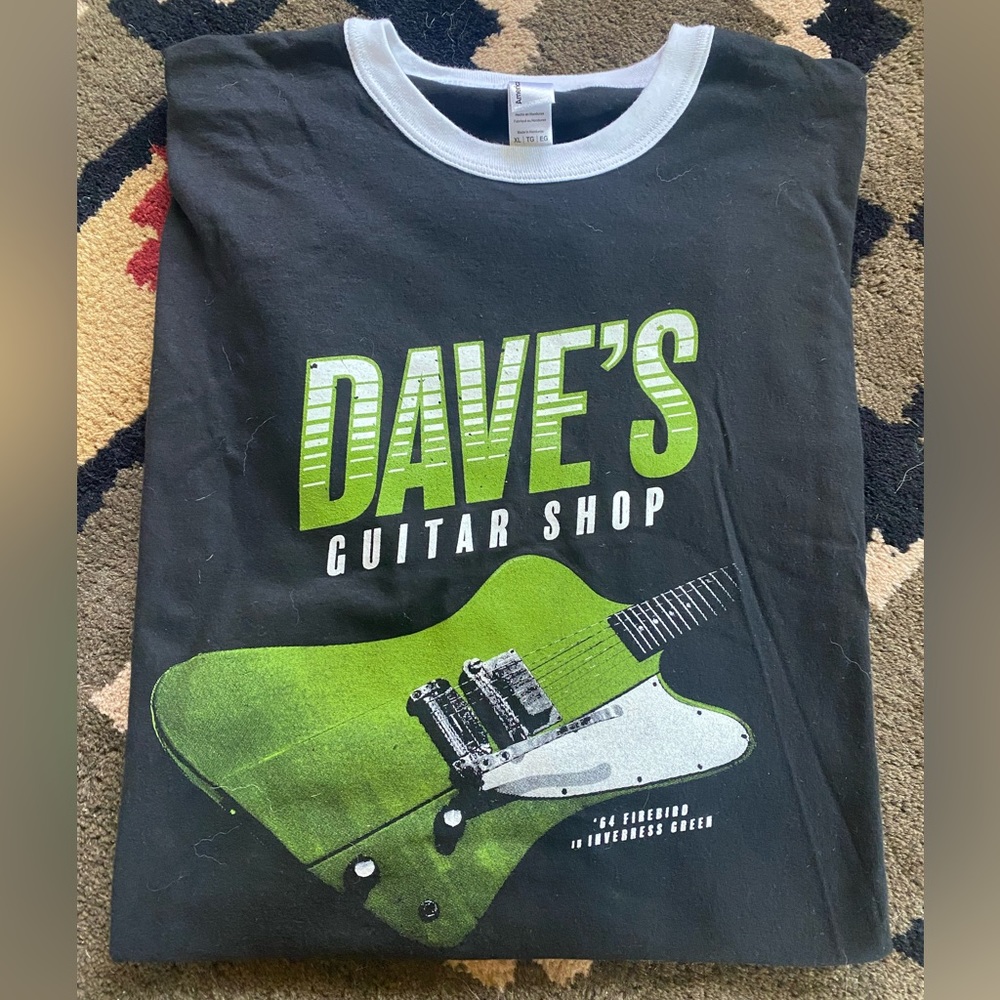 Rare-Limited Dave's Guitar Shop '64 Gibson Firebird t-shirt-Inverness Green